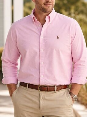 Ralph Lauren Yarmouth XL 17 34 Pink Oxford Shirt Classic Fit Button Down Cotton